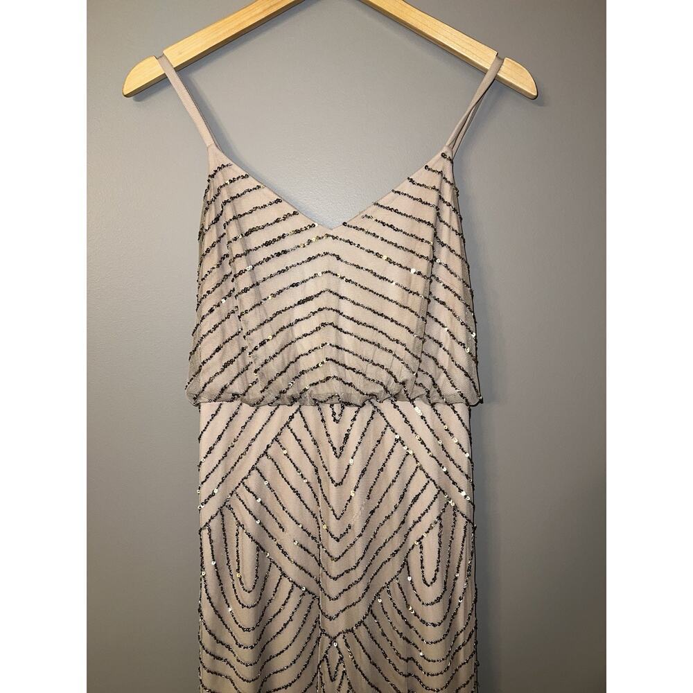 NEW Adrianna Papell Art Deco Beaded Blouson Gown Color Taupe (see Description) - Picture 2 of 9